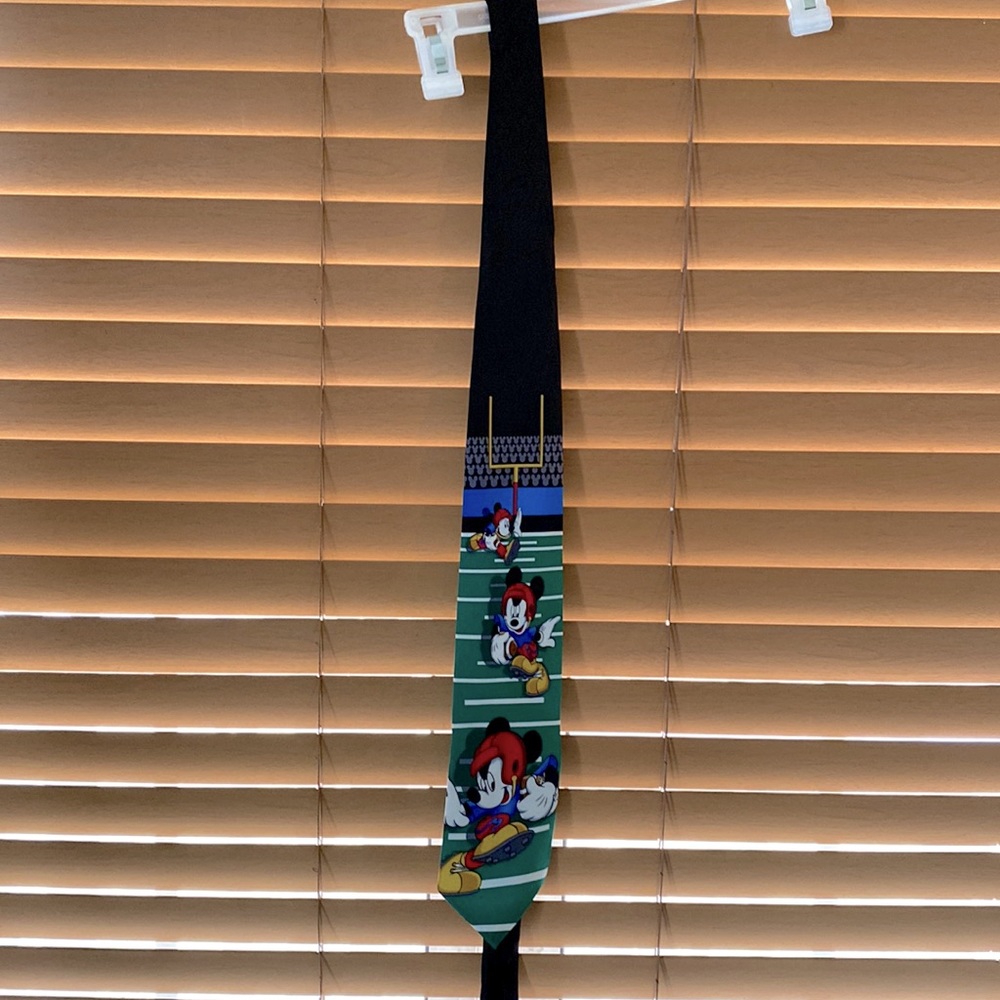 Mickey Mouse Football Tie - Black and Green Novelty Tie